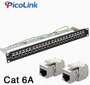 Thanh đấu nối Patch Panel 24 cổng Cat6A STP 1U PicoLink P/N: PL-SF1U24P -C6A